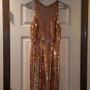 Gold Sequin Evening Dress
